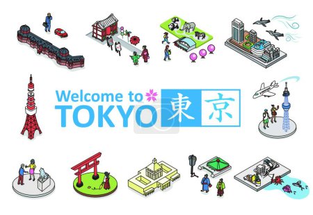 Illustration for "Welcome to TOKYO JAPAN.Isometric vector Illustration of TOKYO CITY JAPAN." - Royalty Free Image