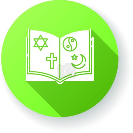 Téléchargez les illustrations : Religious education green flat design long shadow glyph icon - en licence libre de droit