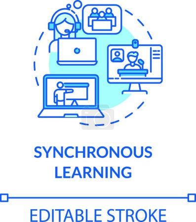 Téléchargez les illustrations : "Icône concept d'apprentissage synchrone" - en licence libre de droit