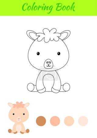 Téléchargez les illustrations : "Coloring page little sitting baby alpaca. Coloring book for kids. Educational activity for preschool years kids and toddlers with cute animal." - en licence libre de droit