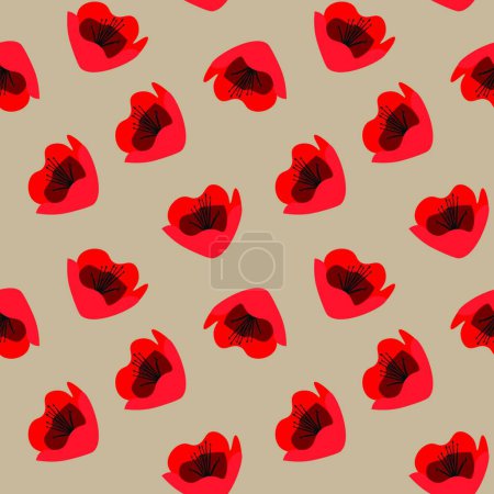 Illustration for "cute bright seamless pattern with poppies" - Royalty Free Image