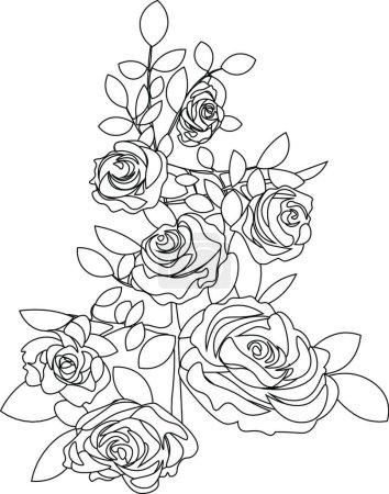 Illustration for "line art of rose bouquet" - Royalty Free Image