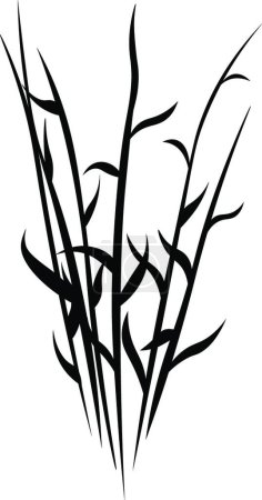 Téléchargez les illustrations : "black silhouette of grass stems" - en licence libre de droit