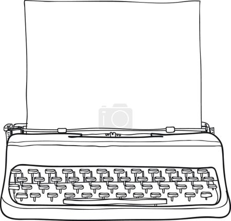 Illustration for "vintage typewriter portable retro with paper hand drawn vector - Royalty Free Image