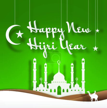 Téléchargez les illustrations : "Happy Islamic New Year. happy new Hijri year vector - en licence libre de droit