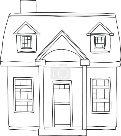 Illustration for "little home tiny house cottage vintage  hand drawn vector line - Royalty Free Image