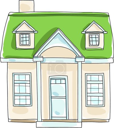 Illustration for "little home tiny house cottage vintage  hand drawn vector art - Royalty Free Image