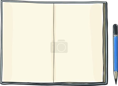 Illustration for "notebook and pencil  art hand drawn layout template vector illustration" - Royalty Free Image