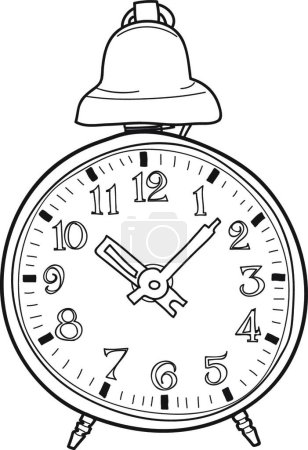 Illustration for Blue Alarm Clock Retro hand drawn cute line art vector illustration - Royalty Free Image
