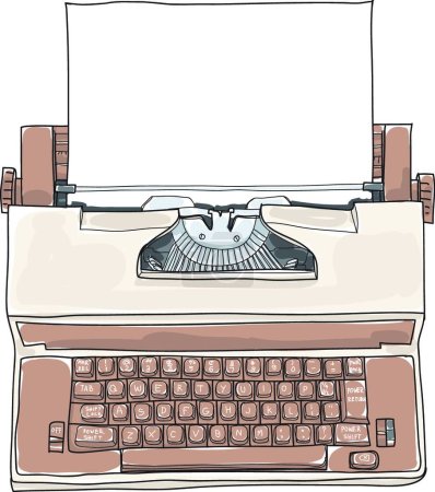 Téléchargez les illustrations : Machine à écrire électrique vintage marron, illustration vectorielle design simple - en licence libre de droit