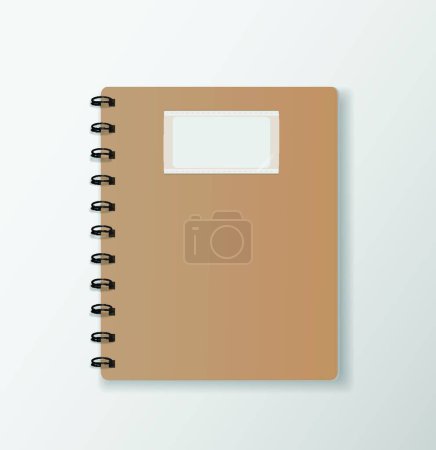 Illustration for Brown notebook top view  on white desk background paper cover - Royalty Free Image