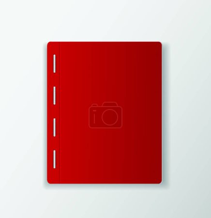 Illustration for Top view red  notebook on white desk background blank paper cover - Royalty Free Image