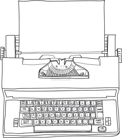 Illustration pour "Machine à écrire électrique Vintage Royal Academy Machine à écrire avec papier
 " - image libre de droit