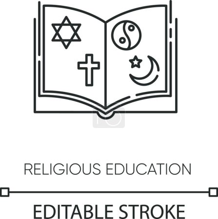 Téléchargez les illustrations : "Religious education pixel perfect linear icon" - en licence libre de droit