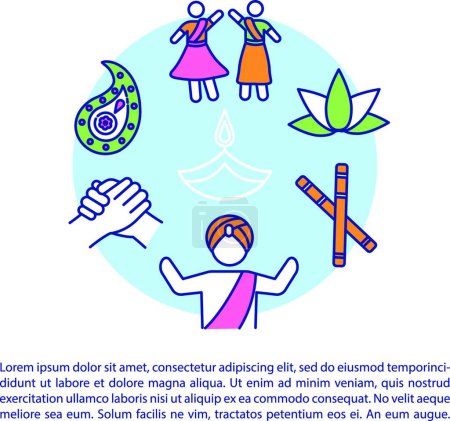Téléchargez les illustrations : "Indian holidays celebration concept icon with text" - en licence libre de droit