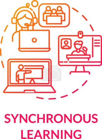 Téléchargez les illustrations : "Icône concept d'apprentissage synchrone" - en licence libre de droit
