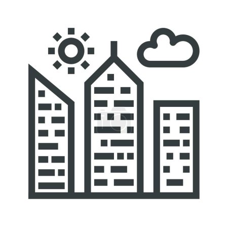Illustration for "City Building Thin Line Vector Icon" - Royalty Free Image