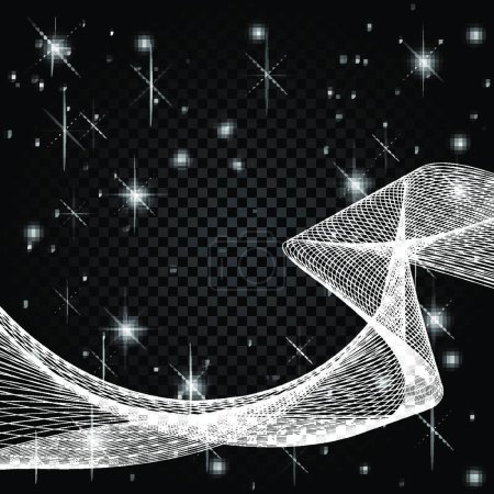 Illustration for "The starry sky on a black background. The White Ribbon. Abstraction. illustration" - Royalty Free Image