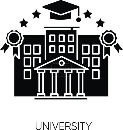 Téléchargez les illustrations : "University black glyph icon" - en licence libre de droit