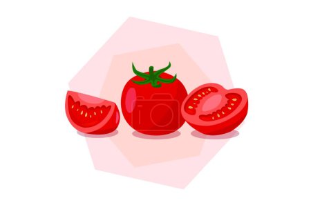 Illustration for "Tomatoes isolated on white background. Tomatoes cut in half on a white background." - Royalty Free Image