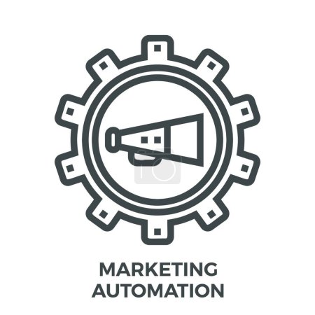 Téléchargez les illustrations : Illustration vectorielle d'icône d'automatisation marketing - en licence libre de droit
