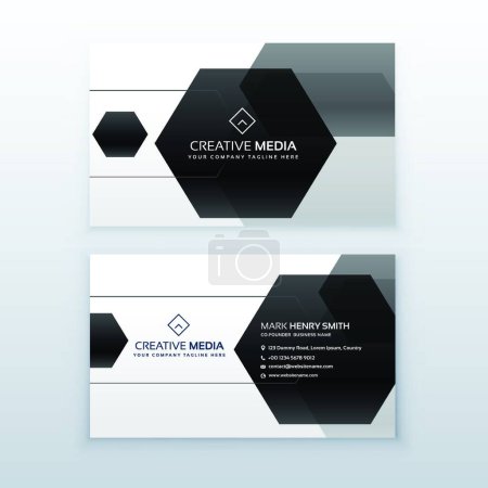 Ilustración de "diseño moderno de tarjetas de visita hechas con formas hexagonales negras
" - Imagen libre de derechos