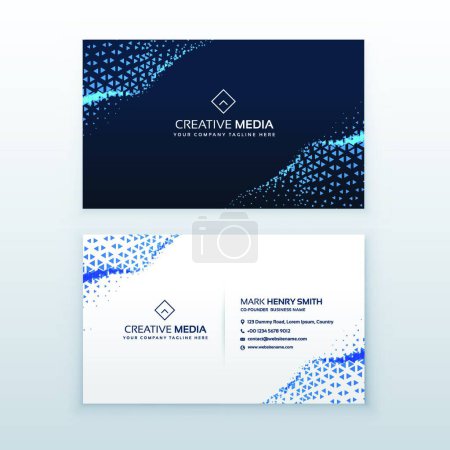 Ilustración de "diseño abstracto de tarjeta de visita azul con onda de triángulos
" - Imagen libre de derechos