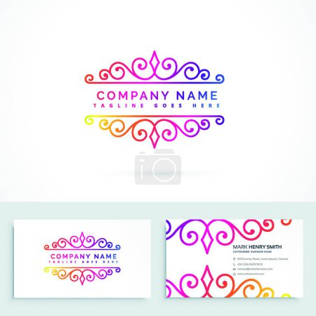 Ilustración de "diseño del logotipo del ornamento floral con plantilla de tarjeta de visita
" - Imagen libre de derechos