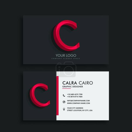 Ilustración de "clean dark business card with letter C" - Imagen libre de derechos
