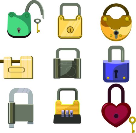 Ilustración de Lock icons set vector illustration - Imagen libre de derechos