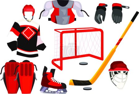 Illustration for "Hockey equipment icons", vector illustration - Royalty Free Image