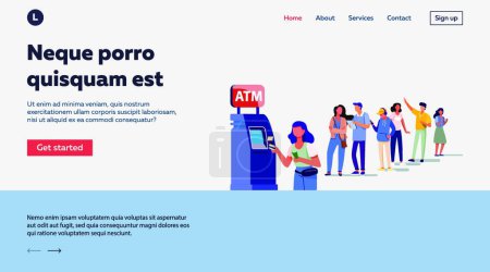 Téléchargez les illustrations : "Queue of people standing for using ATM" - en licence libre de droit