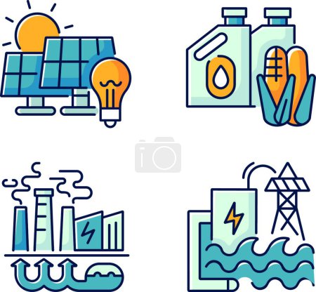 Téléchargez les illustrations : "Énergie alternative couleur RVB icônes ensemble" - en licence libre de droit