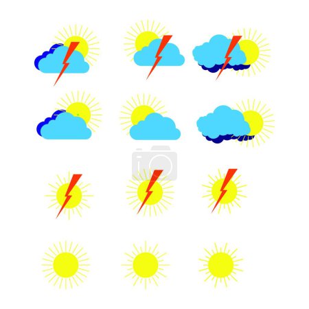Téléchargez les illustrations : "Un ensemble de symboles météorologiques pour les sites et les conditions météorologiques" - en licence libre de droit