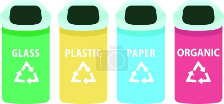 Illustration for "Waste sorting flat color vector objects set" - Royalty Free Image