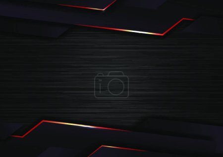 Illustration for Abstract technology geometric glowing red and black color shiny - Royalty Free Image
