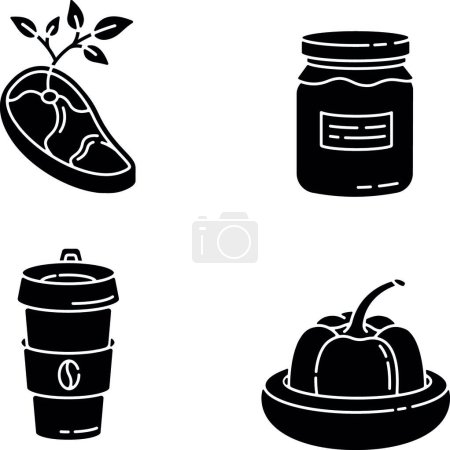 Illustration for Zero waste food black glyph icons set on white space - Royalty Free Image