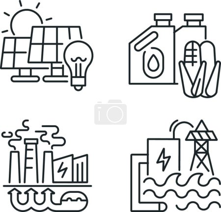 Téléchargez les illustrations : "Alternative energy linear icons set" - en licence libre de droit