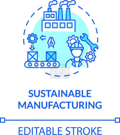 Téléchargez les illustrations : "Sustainable manufacturing turquoise concept icon" - en licence libre de droit