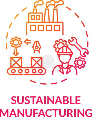 Téléchargez les illustrations : "Sustainable manufacturing red gradient concept icon" - en licence libre de droit