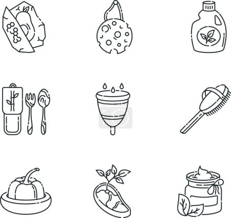 Illustration for "Zero waste products linear icons set" - Royalty Free Image