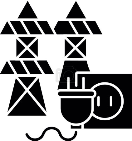 Ilustración de Electric power station black glyph icon - Imagen libre de derechos