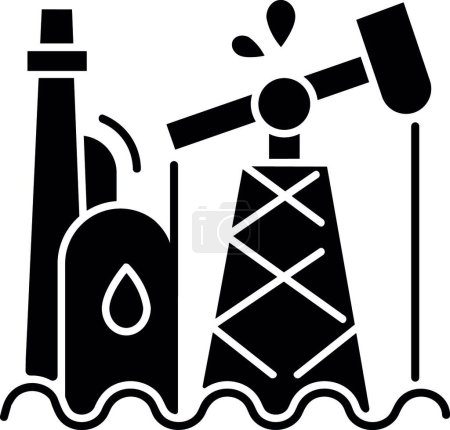 Téléchargez les illustrations : Oil industry black glyph icon - en licence libre de droit