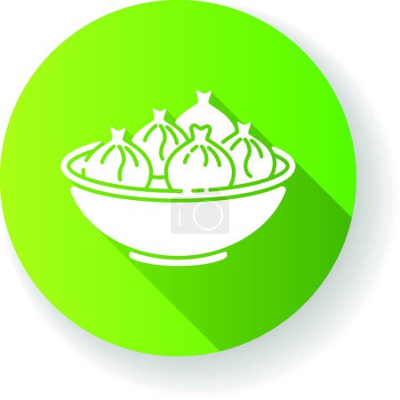 Téléchargez les illustrations : "Khinkali green flat design long shadow glyph icon" - en licence libre de droit