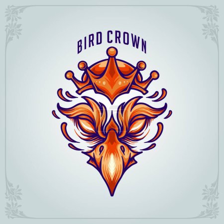 Illustration for "Bird Mascot with crowned Logo Vector for your team and business" - Royalty Free Image