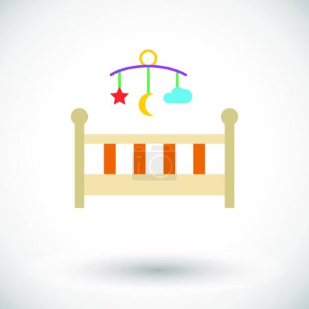 Téléchargez les illustrations : Illustration vectorielle d'icône de lit bébé - en licence libre de droit