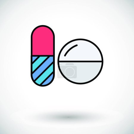 Téléchargez les illustrations : Pilules contraceptives illustration vectorielle icône - en licence libre de droit