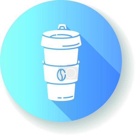 Illustration for "Reusable coffee cup blue flat design long shadow glyph icon" - Royalty Free Image