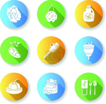 Illustration for "Zero waste products flat design long shadow glyph icons set" - Royalty Free Image