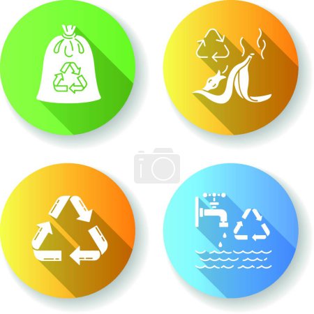 Illustration for "Zero waste rules flat design long shadow glyph icons set" - Royalty Free Image